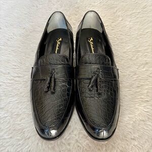 Calcaterra Elegant Black Alligator Genuine Leather Loafers size 12.5 D